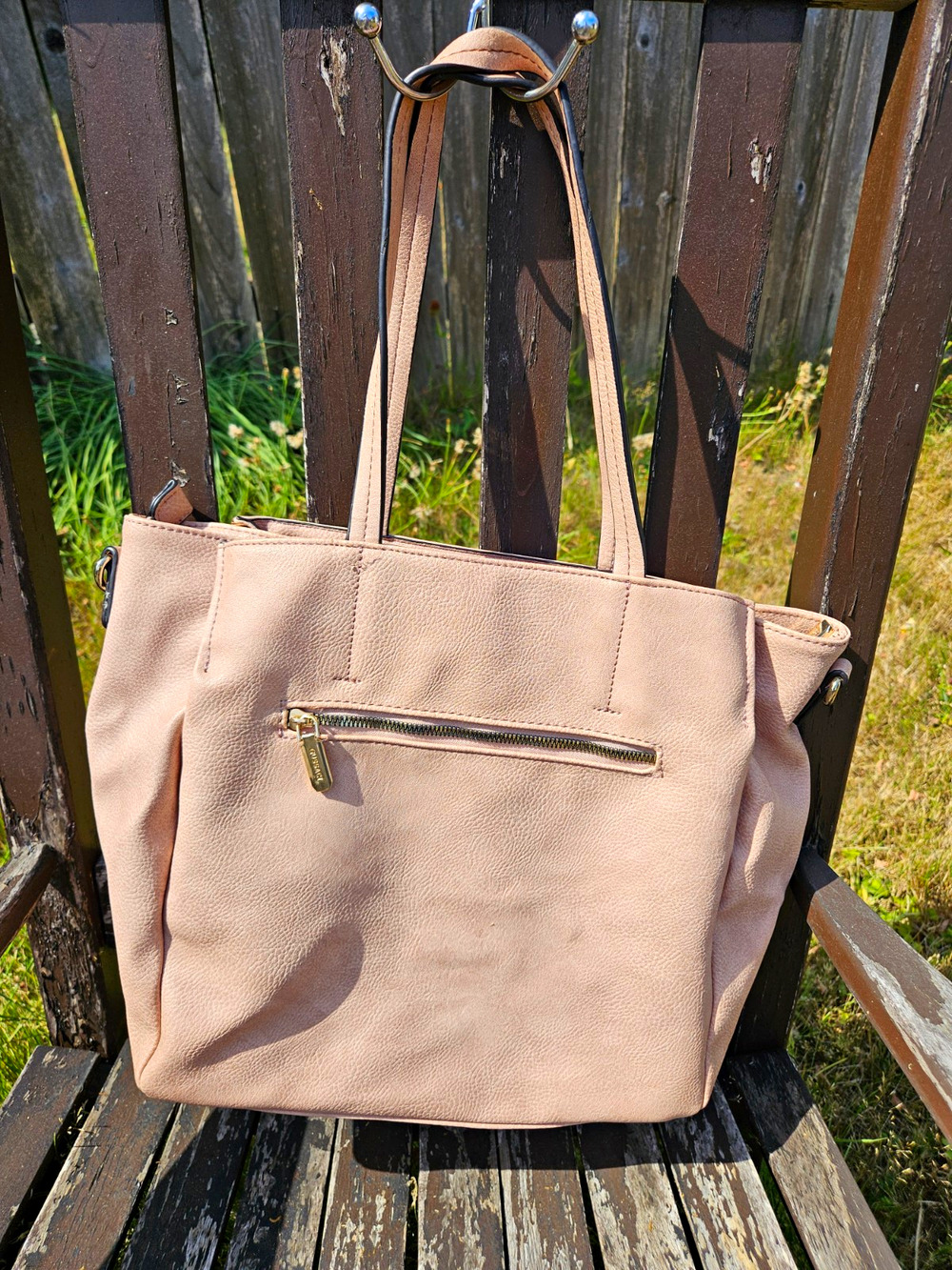 Gussaci Pink Pebbled Shoulder Bag Gold Hardware Zip/Mag Closure Double Handles